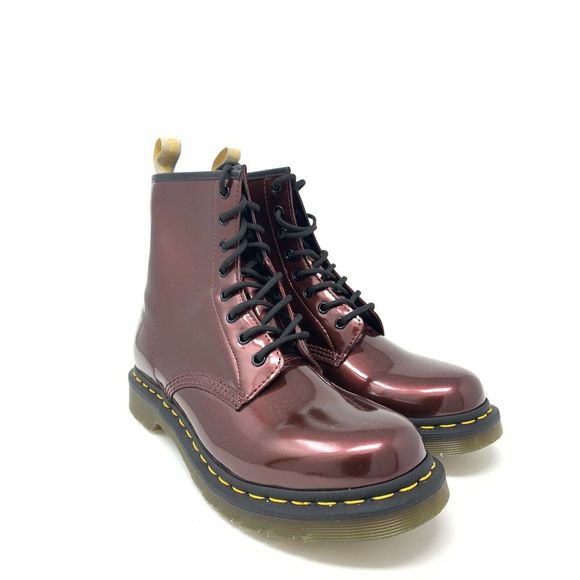 dr martens burgundy 1460 vegan chrome 8 eye boots